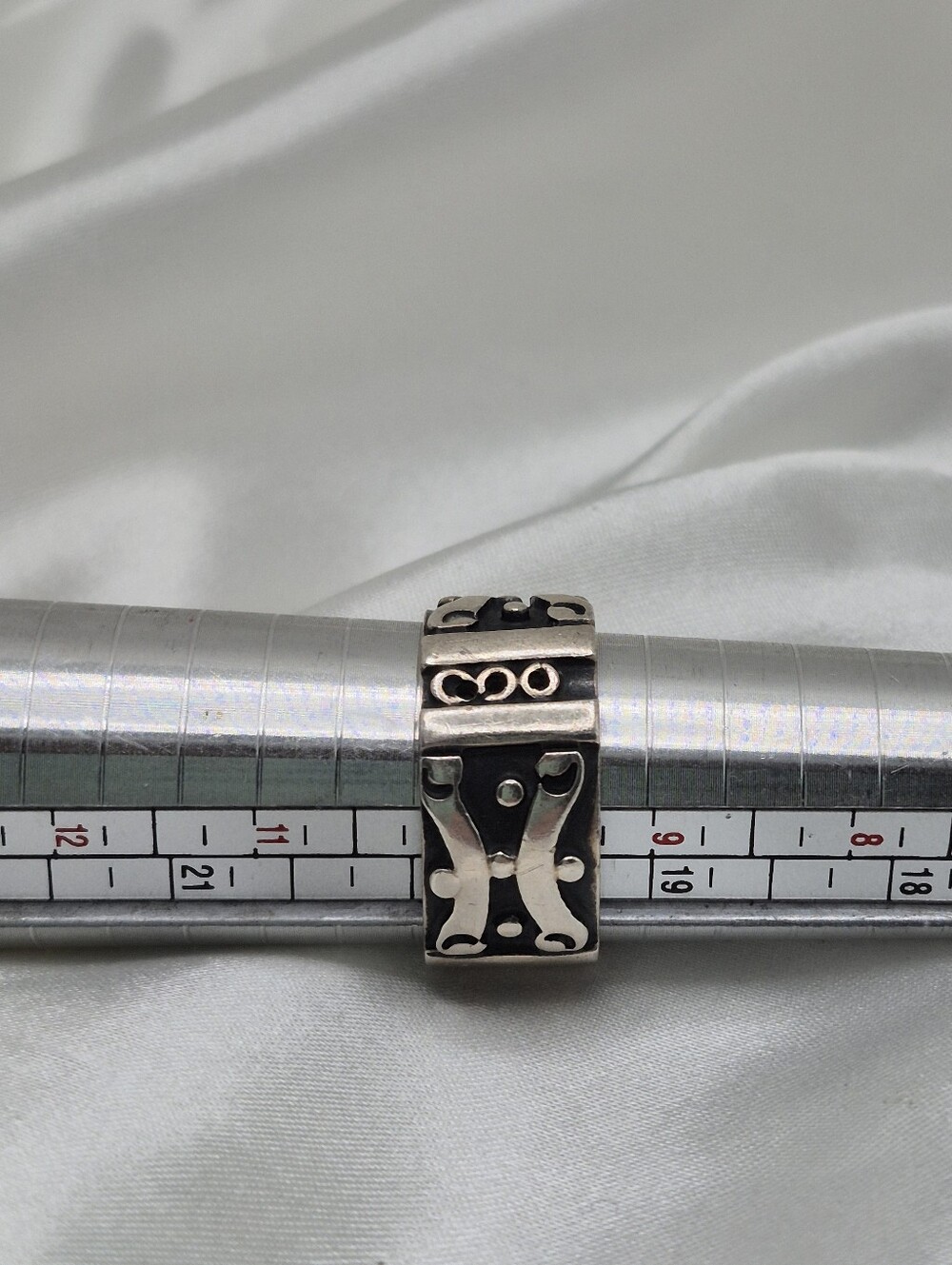 TAXCO MEXICO Men ? Sterling Silver EAGLE 3 "CHH" Wide Band Ring Size 10 Band - Picture 7 of 7